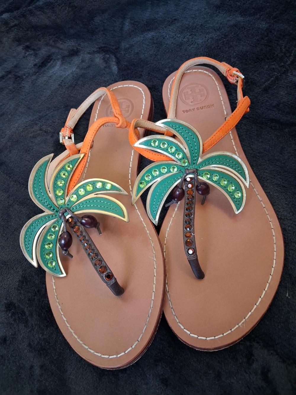 Tory Burch Castaway Palm Tree Flat Sandal